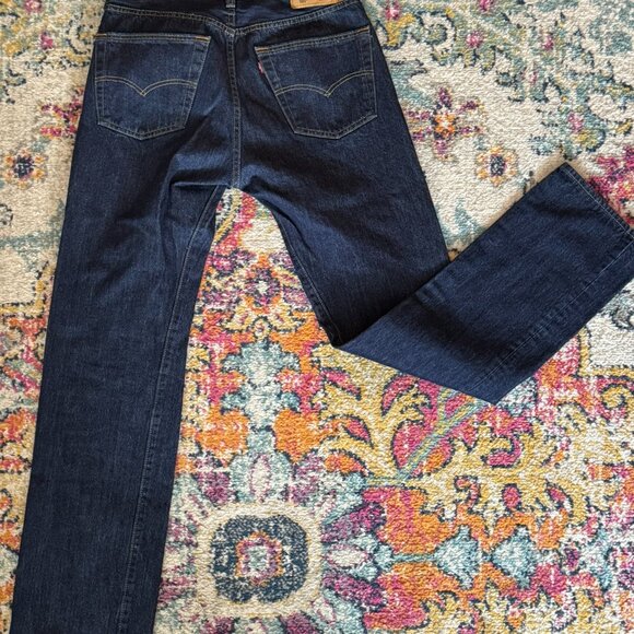 Men's Dark Blue 501 Jeans - Button fly - No Stretch - 32 x 34 - Picture 3 of 3